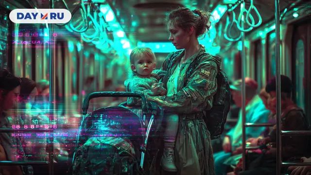 Мама с ребенком в метро