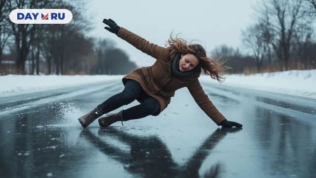 Гололед, женщина