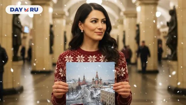 Новый год, открытка, метро