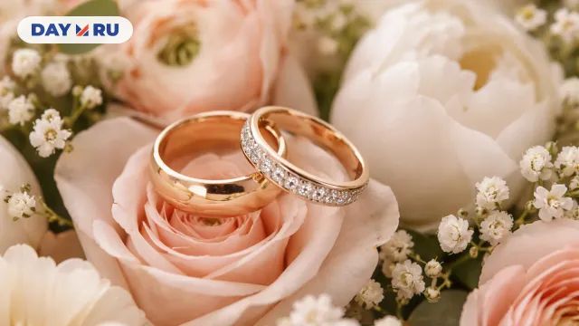 Кольца среди цветочного букета