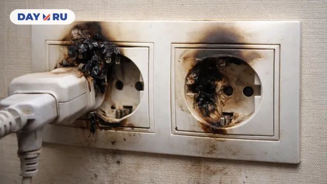 Поврежденные розетки с обугленными рамками