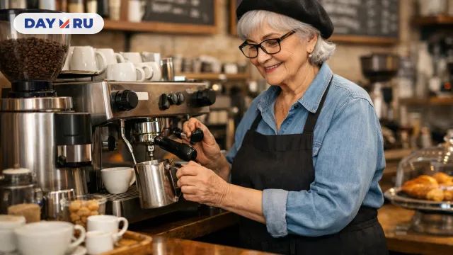 Пожилая бариста