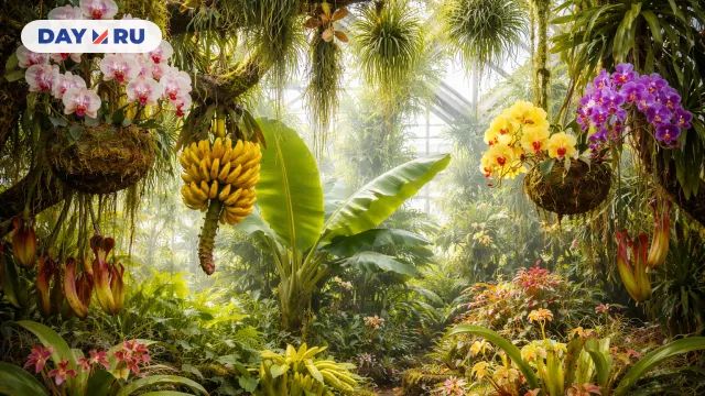 Тропическая теплица с орхидеями