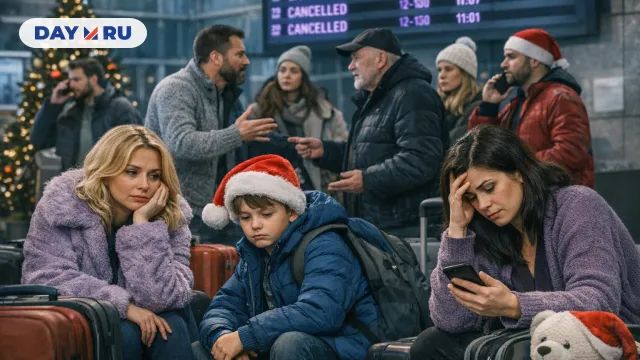 Сорванный вылет, растерянность, ожидание, дети, чемоданы