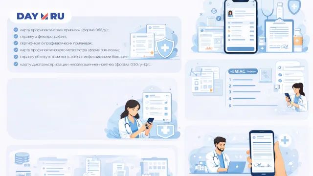 Врач оформляет документы в смартфоне