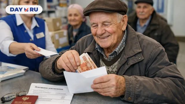 Пенсионер получает пенсию 