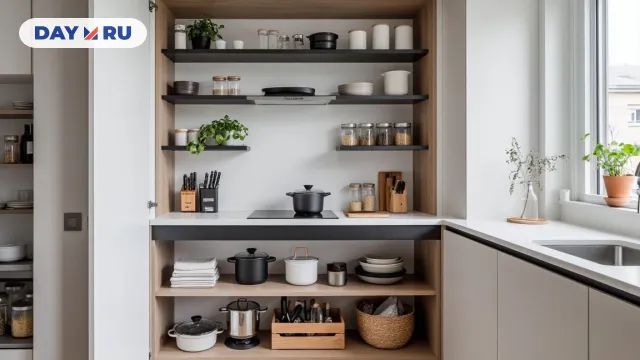 Как уместить всё на крошечной кухне: приёмы хранения