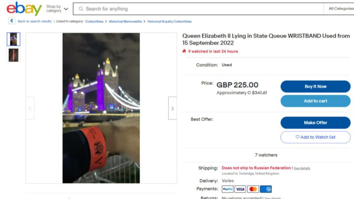 Браслеты с похорон Елизаветы II продают в интернете